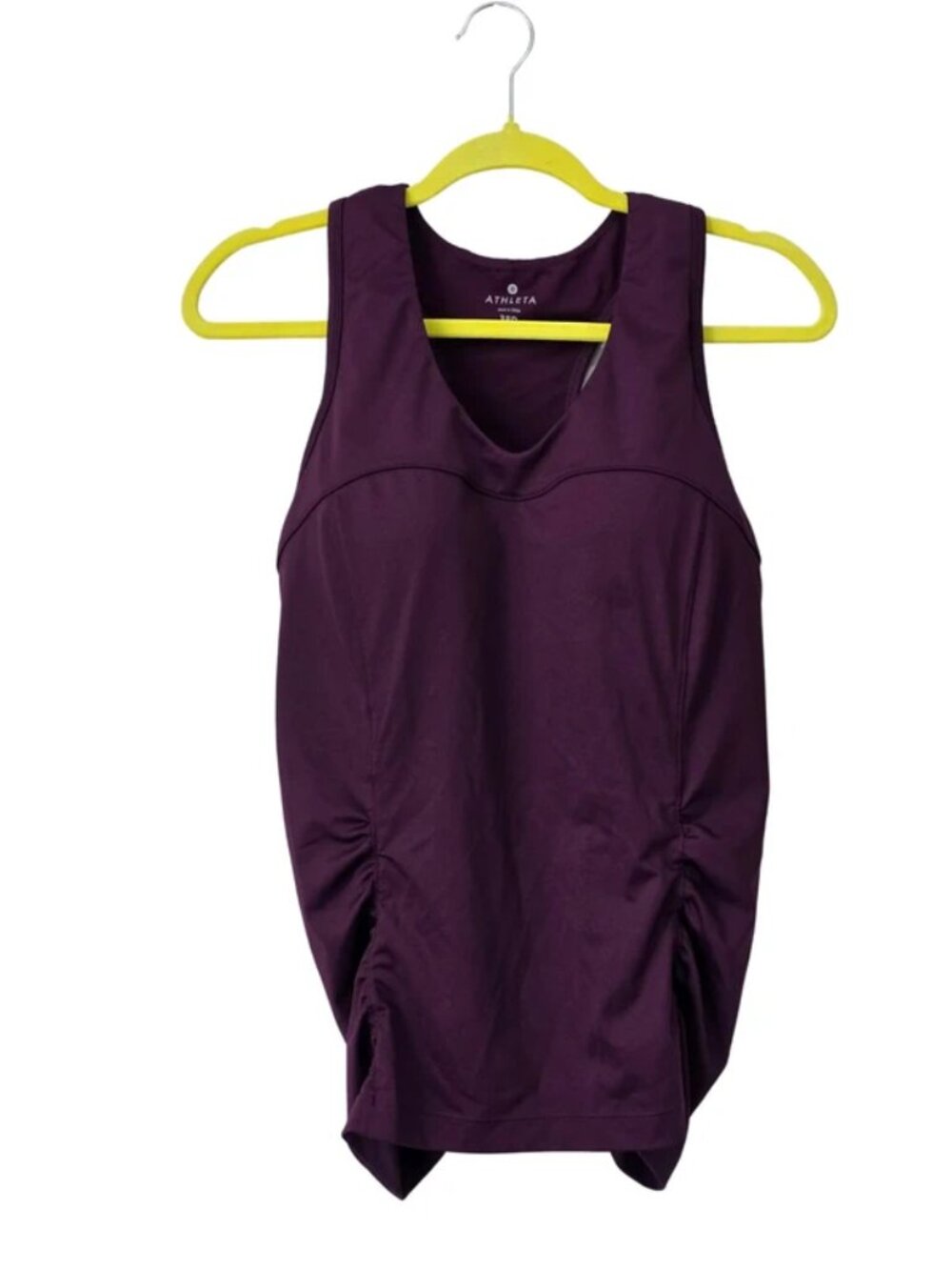 Athleta Womens Purple Ruched Racerback Built-in Bra Tank Top Size 38D